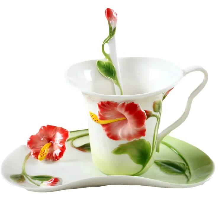 flower shaped porcelain mug