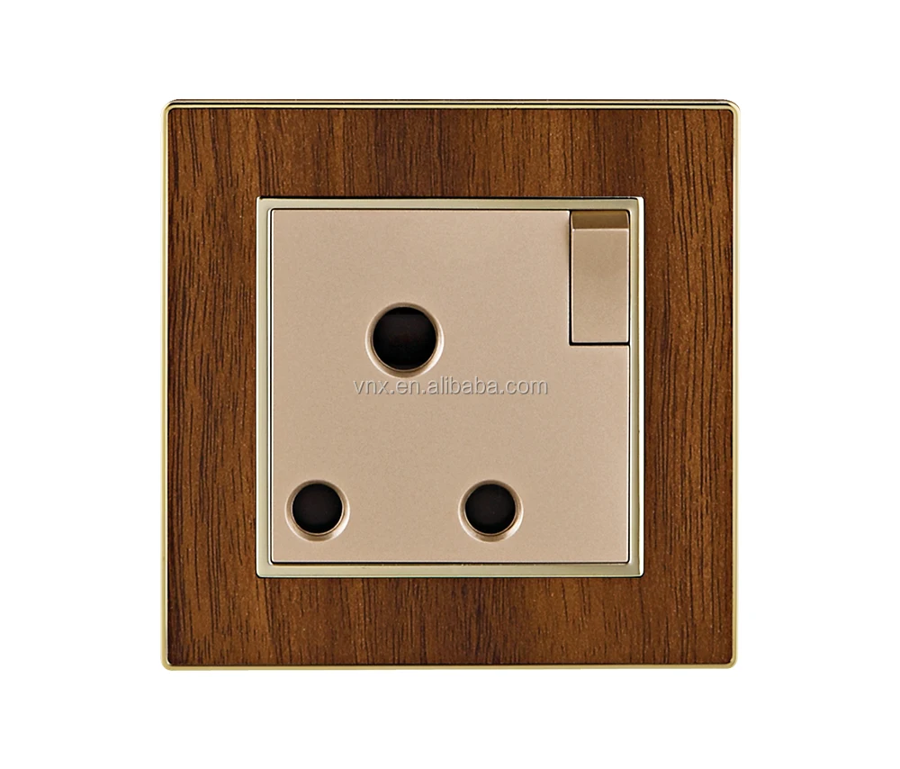 Factory Custom Household British/UK Standard Plug Living Room Indoor Wall TV Satellite Electrical Wood Grain Gold Panel Socket