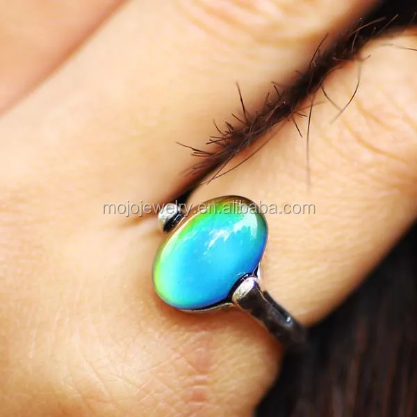Designer Unique Rings with Clear Oval Shape Mood Stone Ring for Women