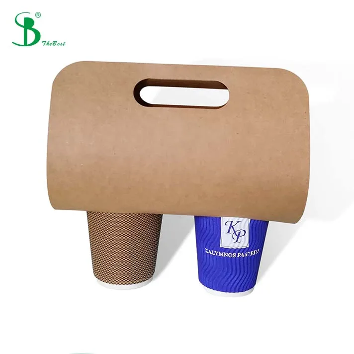 Buy Wholesale China Take Away Hot Drink Craft Papercup Disposable Kraft Tea  Coffee Carrier Paper Cup Holder With Handle & Paper Cup at USD 0.1