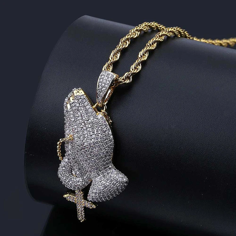 Men's Hip Hop Cross Palm Micro Pave Cz 