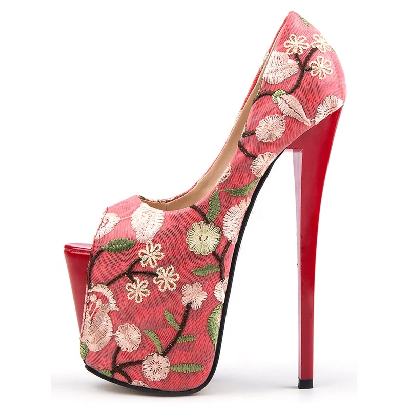 Hermoso Gala Tacones 2017 Cuero Plataforma High Heel Peep Toe Tacones