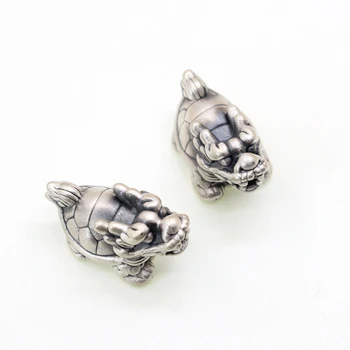 Wholesale 999 Pure 925 Silver 3D Hard Light Pendant in Dragon Turtle Shape for Jewelry Making Accessory
