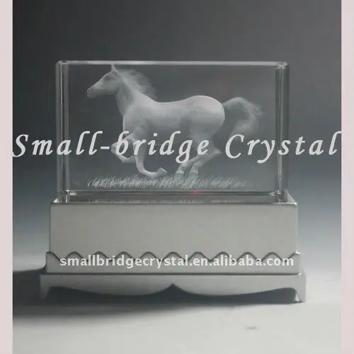 Horse 3d Laser Crystal with LED light base