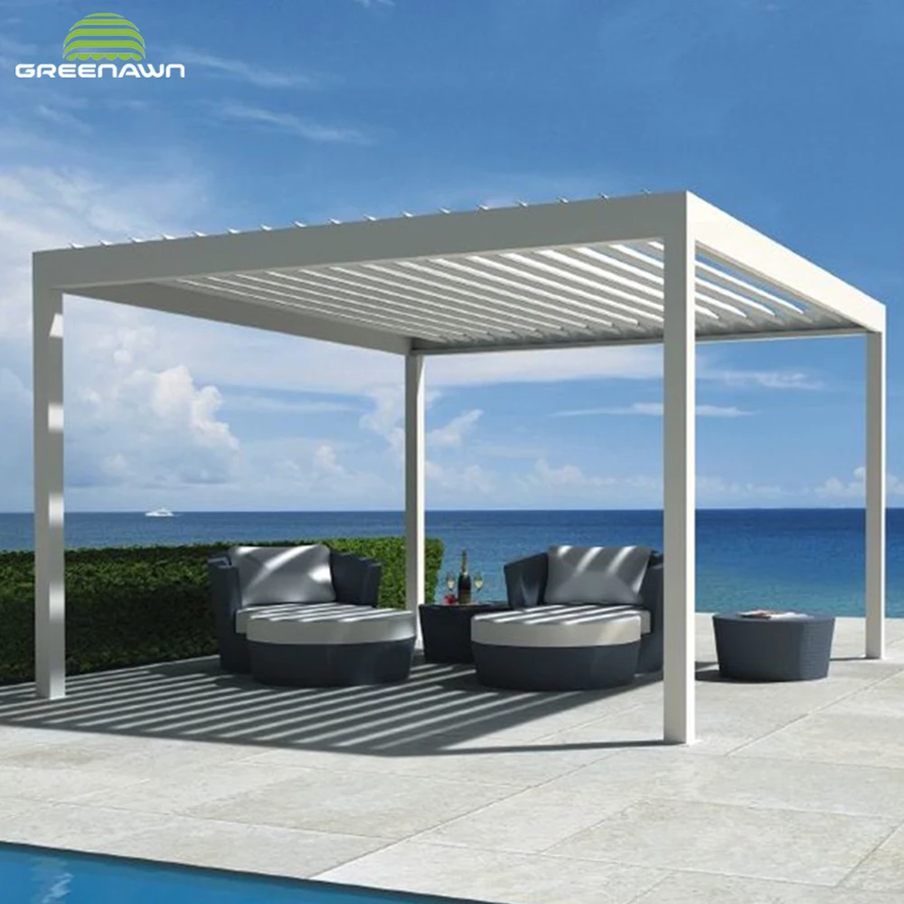 4x4 Magefertigte Verstellbare Wasserdichte Lamellendach-Gartenlaube Pergola