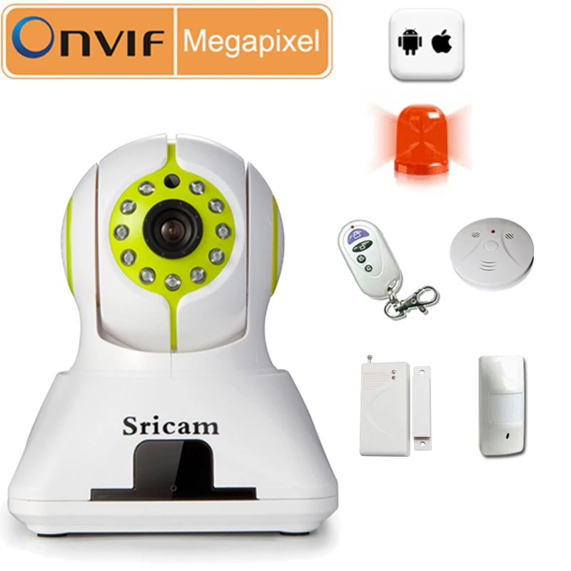 
Sricam SP006 P2P 128 г запись главная безопасность IP камера с сигнализация беспроводной дым, пир wi-fi IP камера 