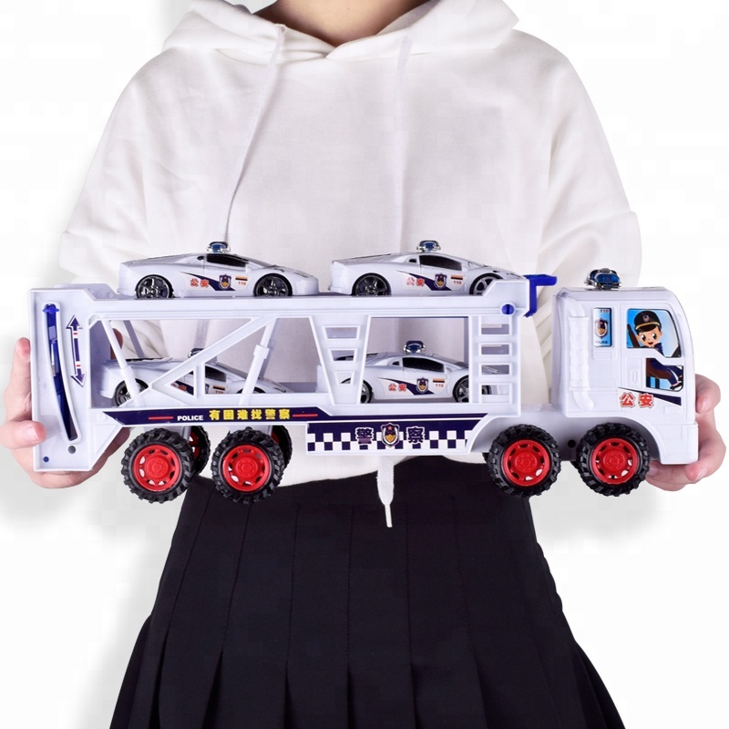 
 4 шт пластиковые литья под давлением полиции армии фрикционная игрушка грузовых автомобилей для детей ролевая игра  