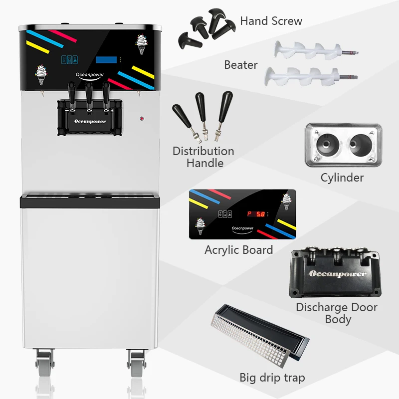 DW138TC машина для приготовления мороженого с мягким обслуживанием, напольный двухступенчатый насос для приготовления мороженого с резервуаром для охлаждения