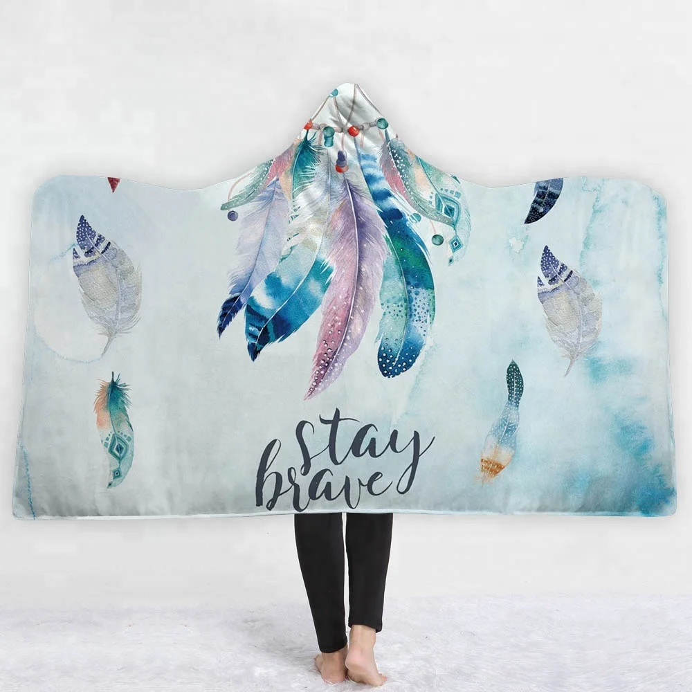 Stay Brave Feather And Net Dream Catcher Sherpa Hooded Blanket Buy Sleepwish Dream Catcher Hooded Blanket Warm Adult Blanket With Hood