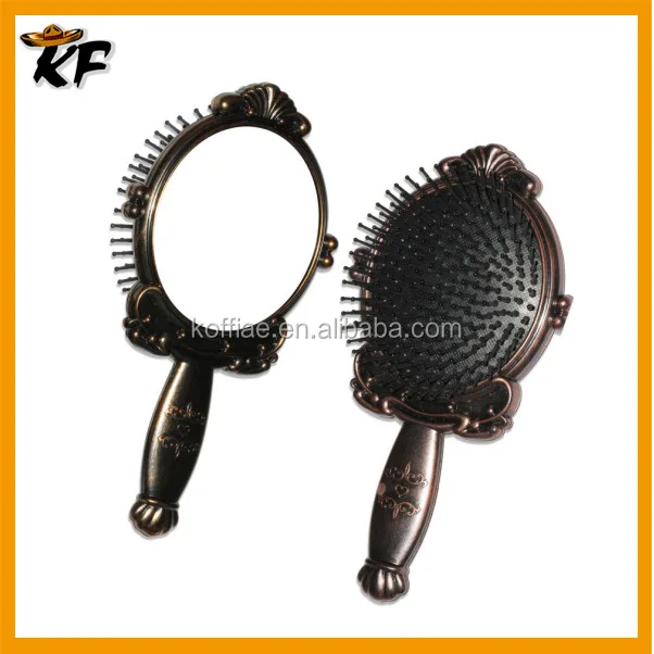 Оптовая продажа уникальный классический пластик detangler зеркальце с щетки для