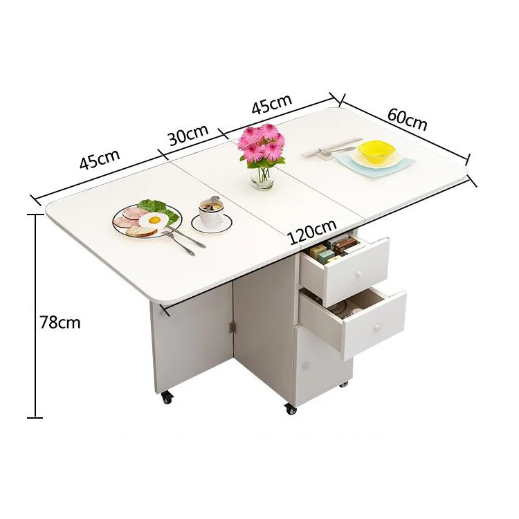 Rectangular Mobile Kitchen Locker Simple Dining Table Chair Combination Simple Modern Small Apartment Telescopic Folding Table