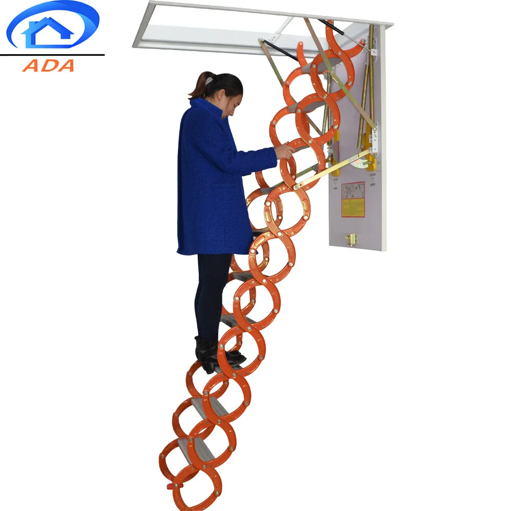 Flexible Pull Down Attic Stairs With Railing