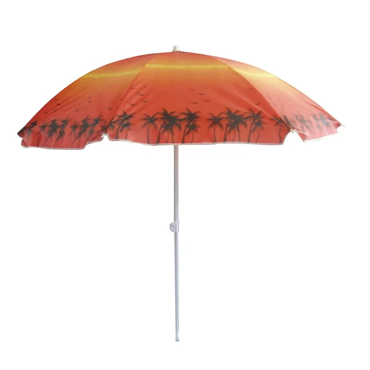 Custom Outdoor Cheap Palm Tree Printed UV protection Parasol Beach Umbrella