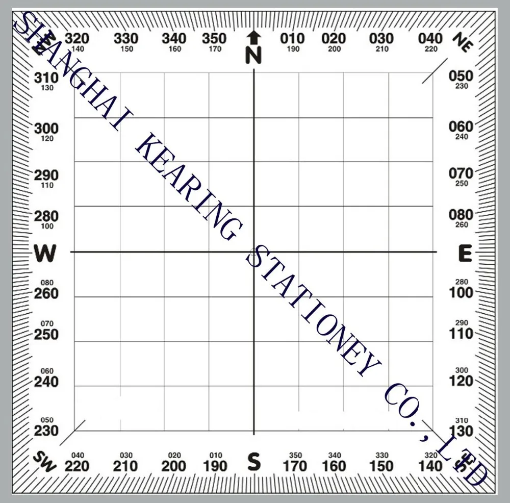 High Quality Navigation Round Protractor, Nautical Miles Ruler, square Plotter for pilot Training, Customized logo From China