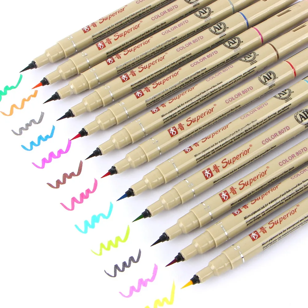 12 видов цветов Ручка для эскизов 0 5 мм превосходная игла ручка рисования тонкий лайнер манги аниме маркер мелкие цвета