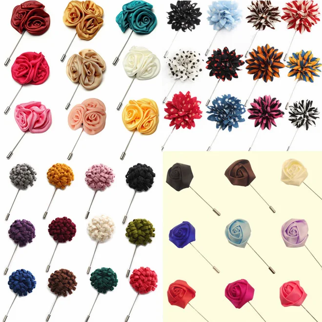 Broche à fleurs pour hommes, en lapel, en épingle, en costume, en boutonnier, en tissu, en bouton, en bâton, en broche, en épingle