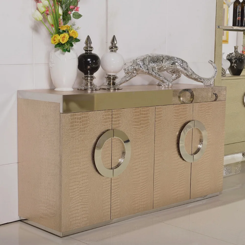 
 Современный буфетный столик F421 из нержавеющей стали, серебристый/золотистый, имитация кожи, роскошный неоклассический буфетный столик, обувной шкаф  