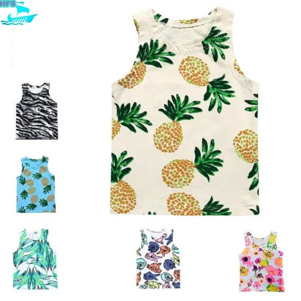
 Летняя детская одежда TSB014, футболки без рукавов с принтом  