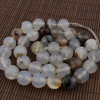 AB0483 natural faceted black white flower moss agate beads,natural colour gray grey agate beads