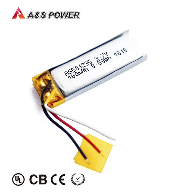 CB KC approval Rechargeable li-ion polymer battery 501235 3.7V 160mAh Lipo battery for fishing device