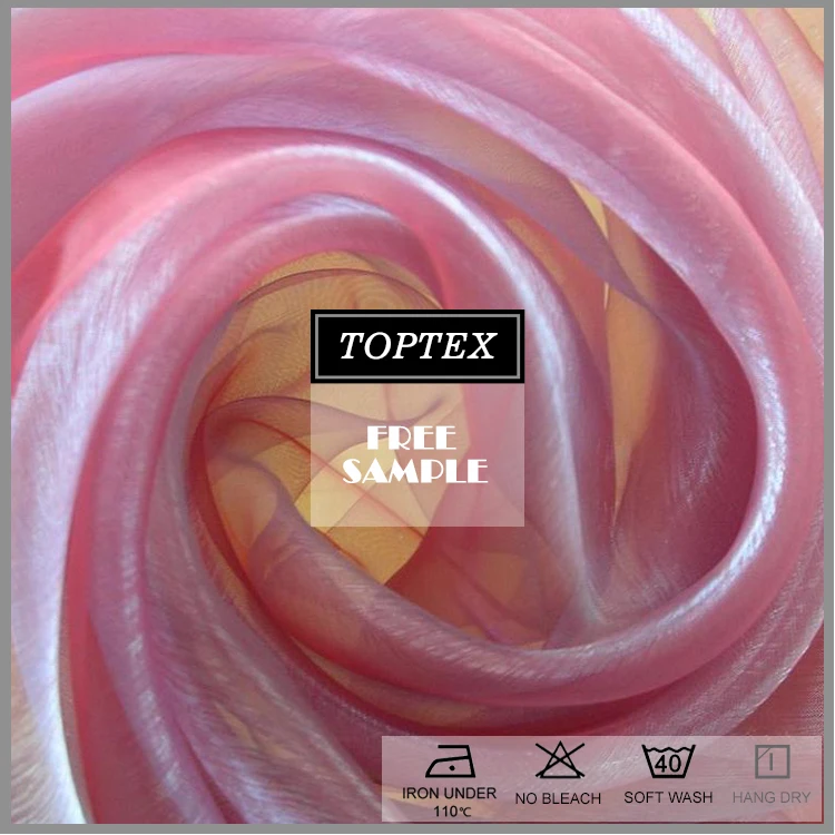 Оптовая продажа, радужная прозрачная ткань из органзы для платья