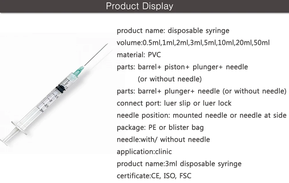 Chinese supplier Safety Medical Supplies Sterile disposable vaccine syringe with needle