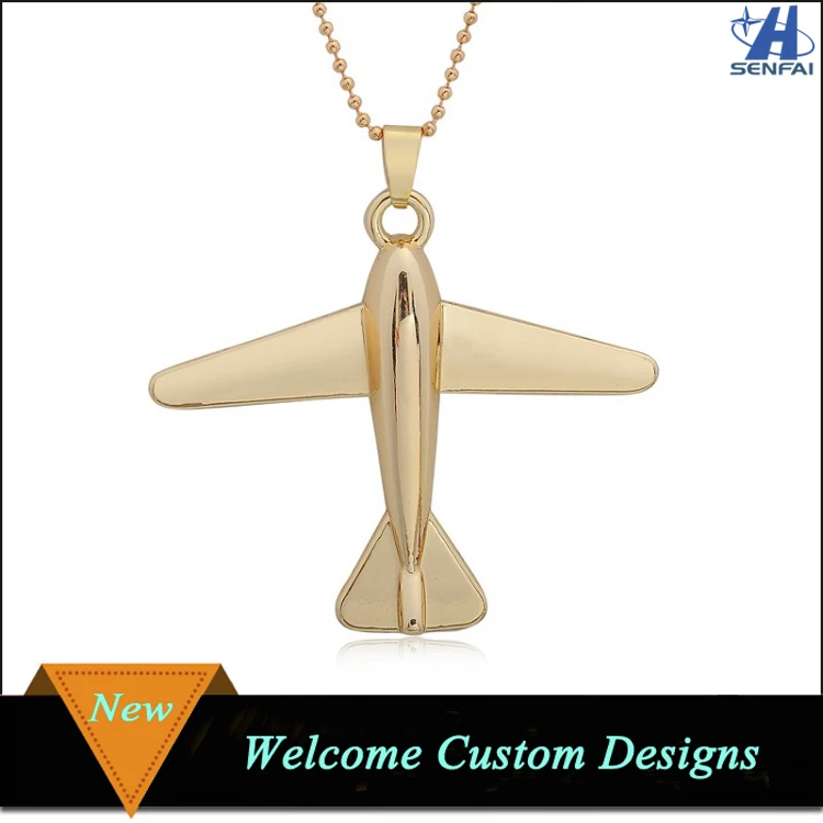 Gold Plated Airplane Necklace