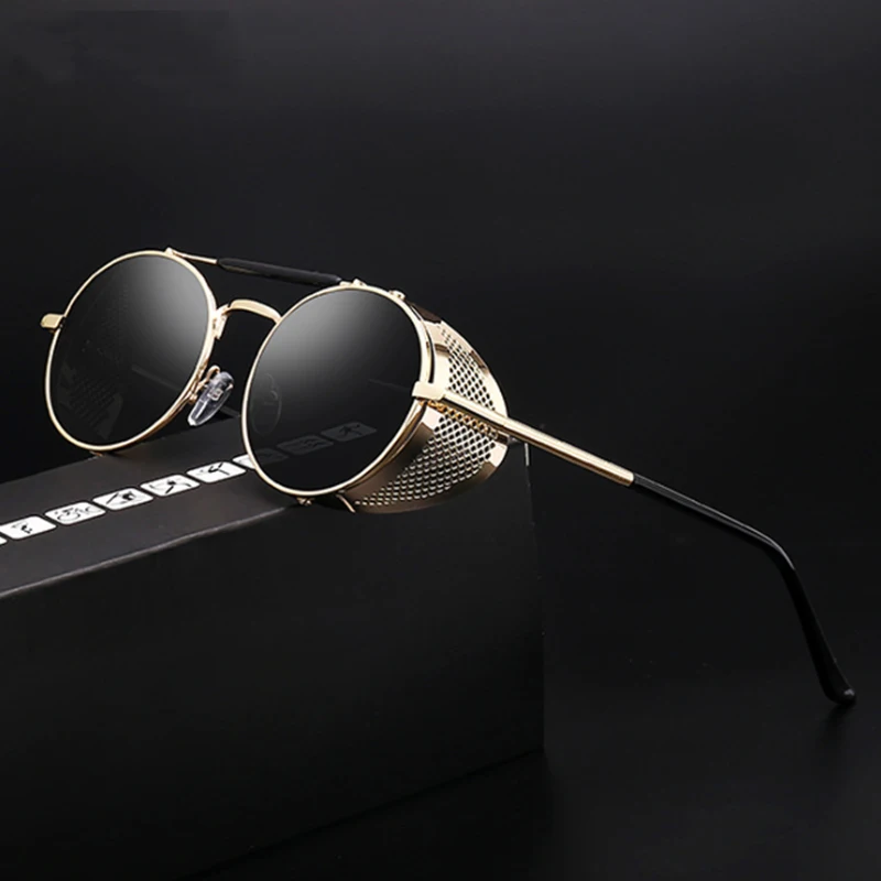 Retro Steampunk Sunglasses Vintage Designer Round Frames