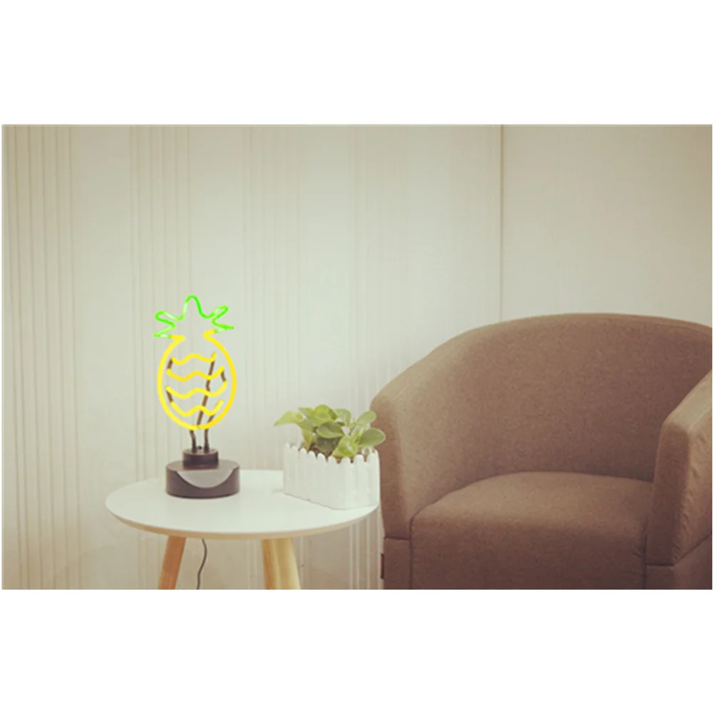 Pineapple LED Neon Light Table Lamp Home Decor Retro Sign Yellow Led Night Lamp Decorative Lights