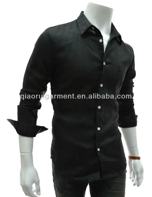 Men's Casual Slim Fit Black Linen Shirt Buy Slim Fit Black Linen