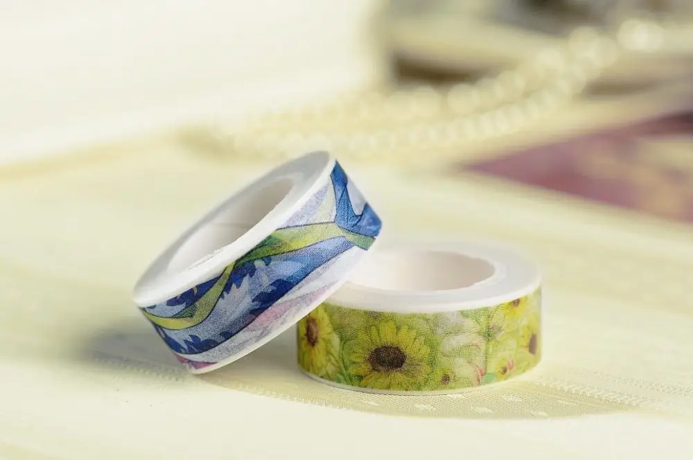 
 Оптовая продажа, Высококачественная клейкая декоративная японская бумажная лента AAGU разных цветов, 15 мм * 10 м  