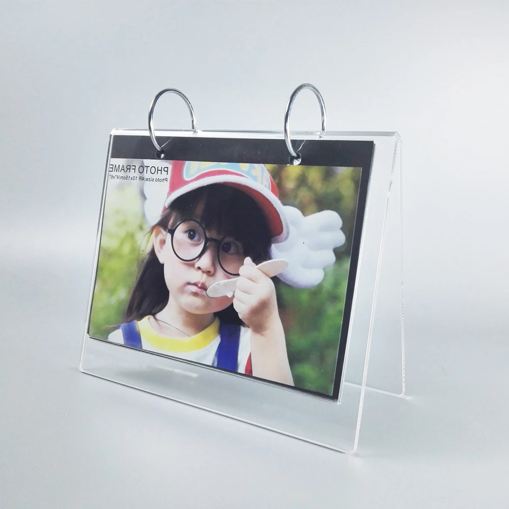 Custom Clear Acrylic Calendar Holder Stands Double Sided Picture Frame