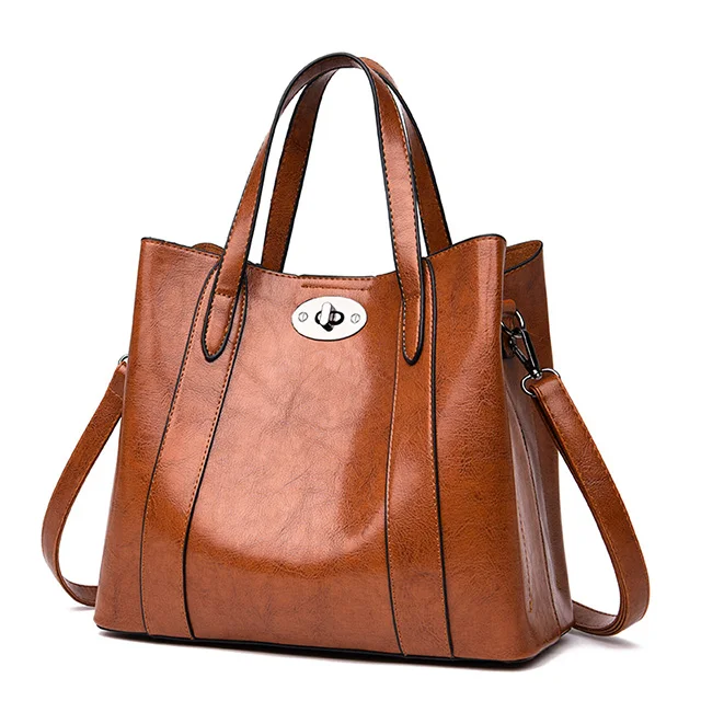 luxury oil waxed leather tote handbag