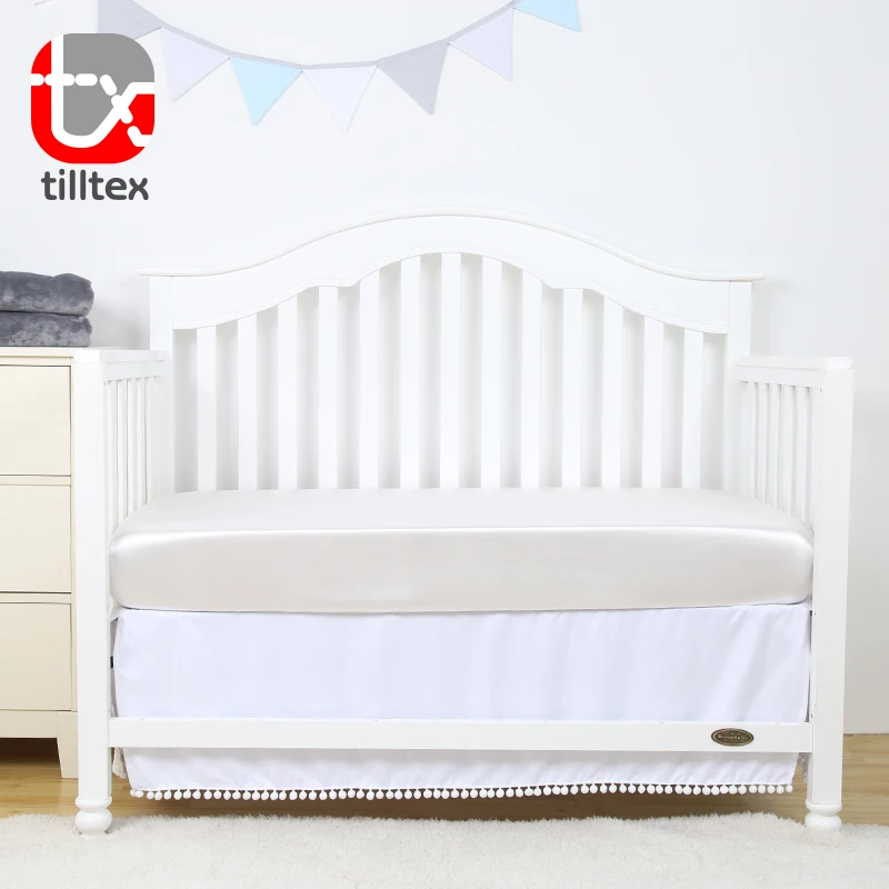 Bright White Emulation Silk Stretch Baby Bedding Satin Baby Crib Sheets