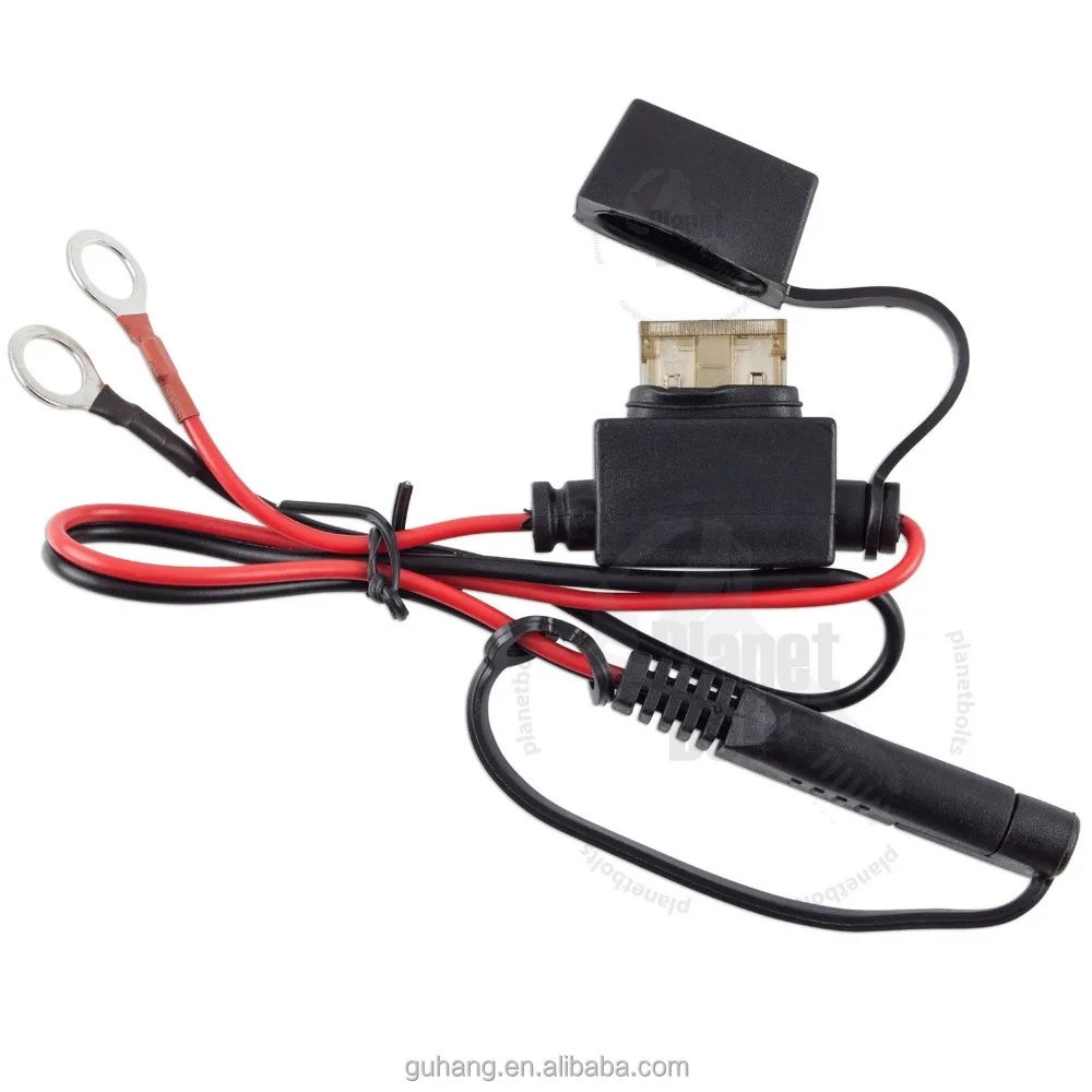 Motorcycle Battery Terminal Ring Connector Harness 12V Charger Adapter Cable Kit 