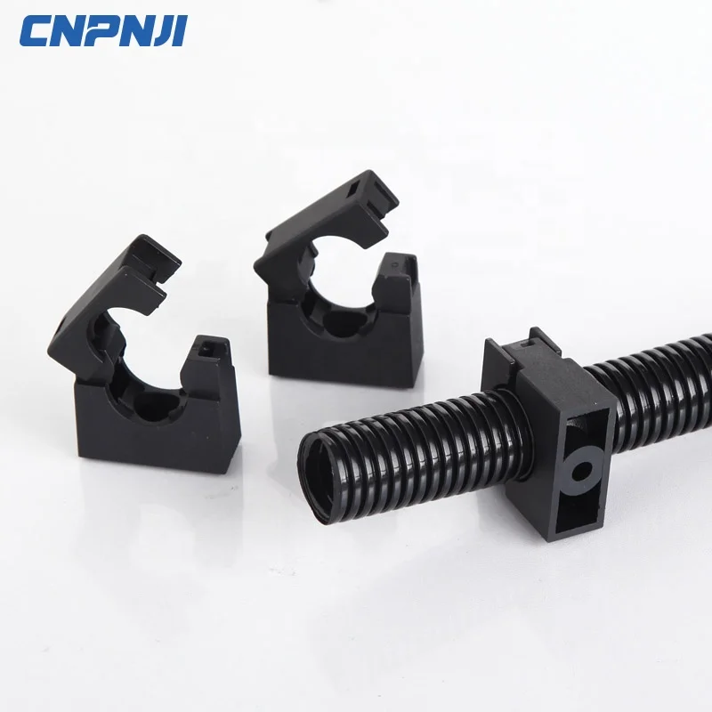 Uptell Fixed Mount AD10 Corrugated Conduit Pipe Clip Bracket Clamp Black 2Pcs 