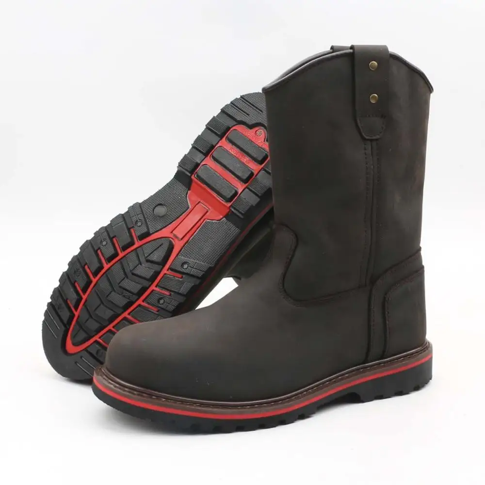 Black Genuine Leather Security Goodyear Rubber Weltd Combat Steel Toe  Safety Shoes/boots for Men