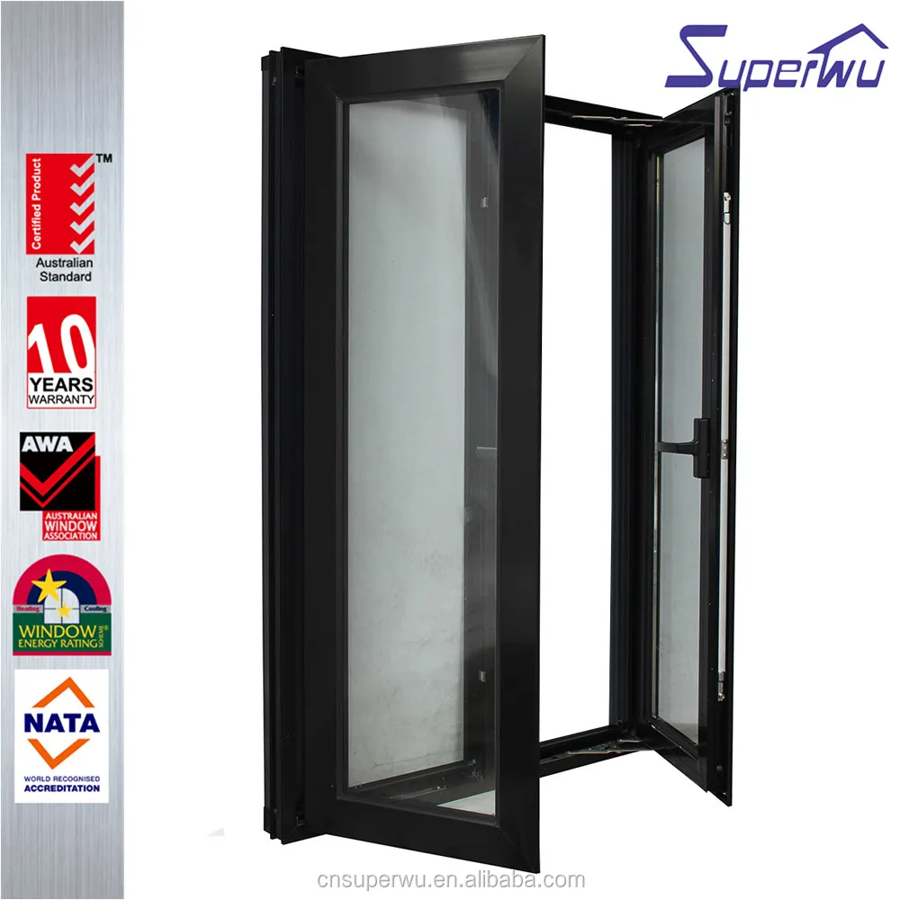 Aluminum casement window with screen safety protection powder coating thermal broken double glazed