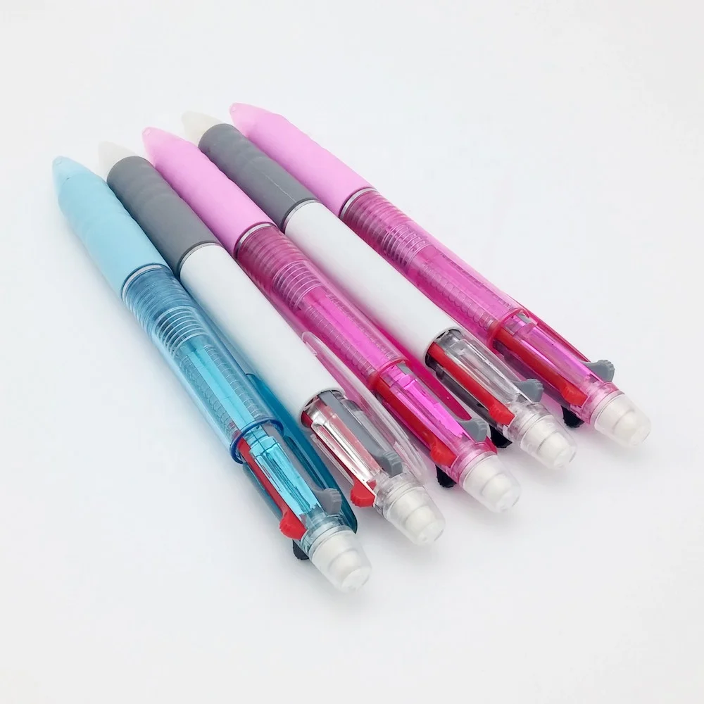 2+1 LOGO Custom 3 in 1 Multi Color Promotional Oil Ink 2 Color Ball Pen with  Pencil and Eraser