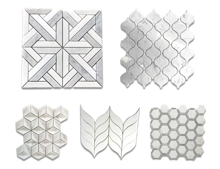 Interior Decorative Calacatta White Fan Shape Marble Mosaic Tiles supplier