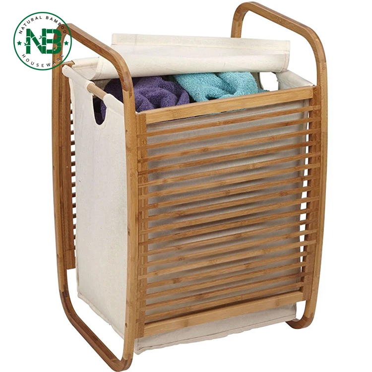 Compact Bamboo Laundry Hamper Basket