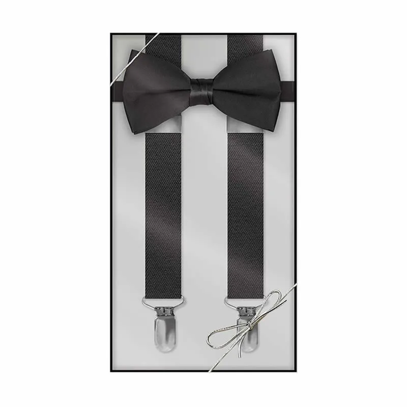 Custom Luxury Fashion Black Y-Shaped Mens Suspenders Set with Gift Packing Box