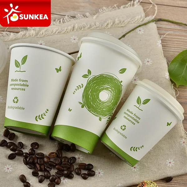 4oz 8oz 10oz 12oz 16oz 20oz Compostable Biodegradable Food Grade PLA Coffee Paper Cup with Lid