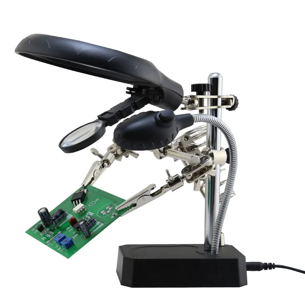 BST-16129C 3-in-1 Mobile Phone Screen Magnifier 5X LED Stand Clips PCB  Repairing Magnifying Glass New Function Tool