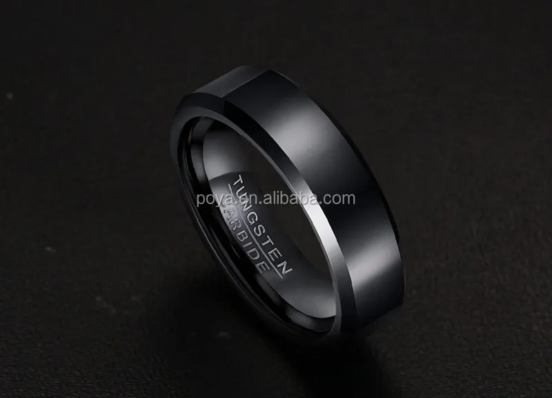 Men's Ring Wedding Engagement Ring for Men Jewelry Tungsten Carbide Black 6mm Wedding Bands or Rings WOMEN'S Bar Setting