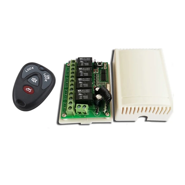 433 мГц 4 канала динамическим кодом беспроводной пульт дистанционного управления на выключатель для DC12V мотор двери гаража