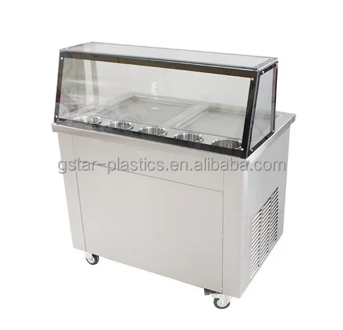 
 Дешевый коммерческий Двойной Сковорода, машина для жарки мороженого, Китай  