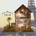 New Assembling DIY Miniature Model Kit Wooden Doll House With Furnitures music light Paris apartment dollhouse