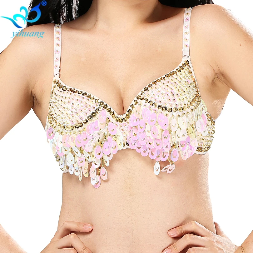 Djgrster Sexy Women's Beaded Sequins Embellished Chrysanthemum Bra 34-36b  Cup Belly Dance Underwear Push Up Special Care - Bras - AliExpress