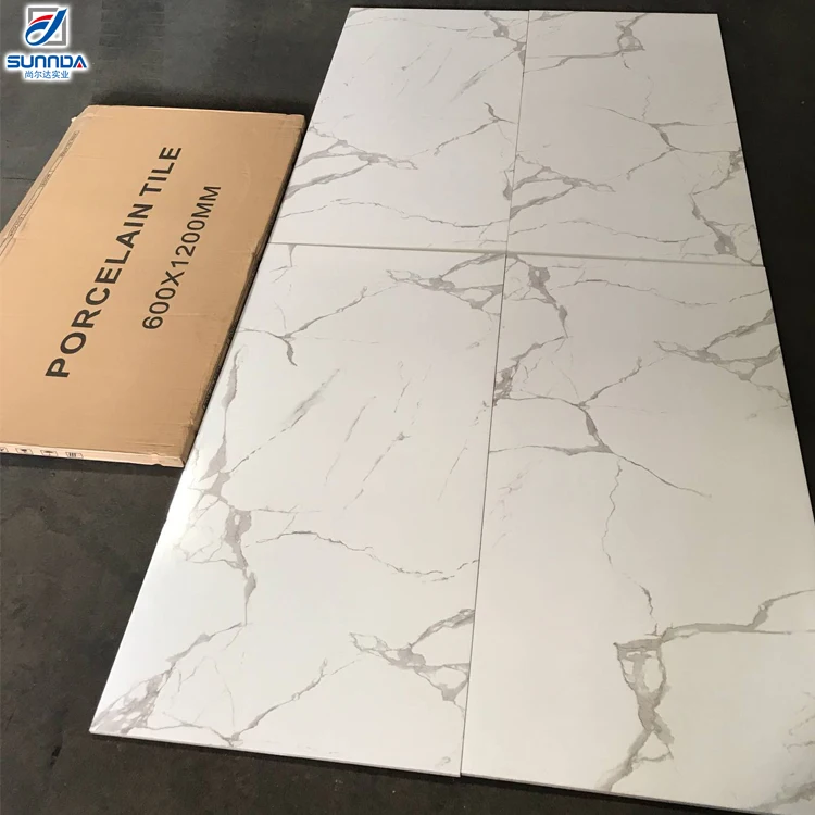 Wholesale Italian Price White Marble Carrara Look 24x48 Floor and Wall Polished Rectified Porcelain Floor and Wall Tiles